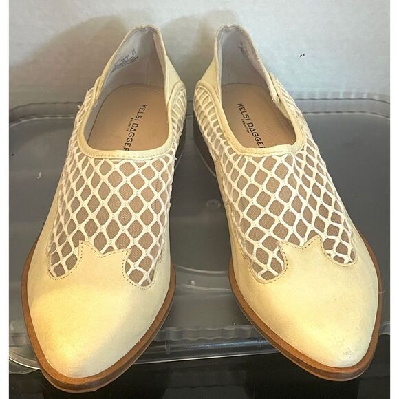 Kelsi Dagger Brooklyn Women's Cream Leather Mesh Loafers Size 9 Medium. - Picture 1 of 11
